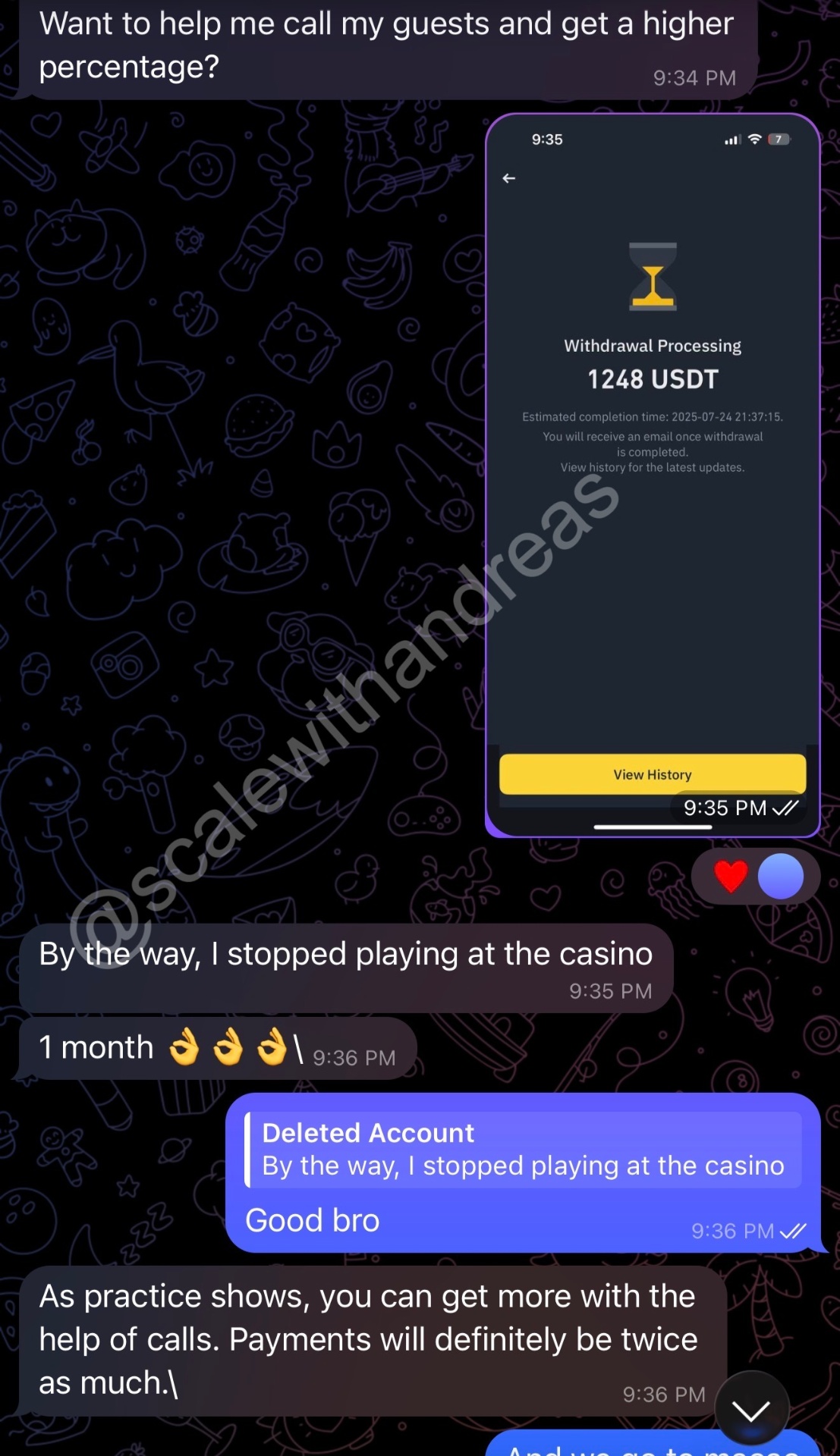Anonymous client testimonial screenshot